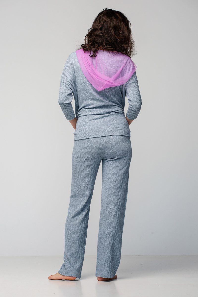 Bluza si pantalon din jerseu cu glugă din tull