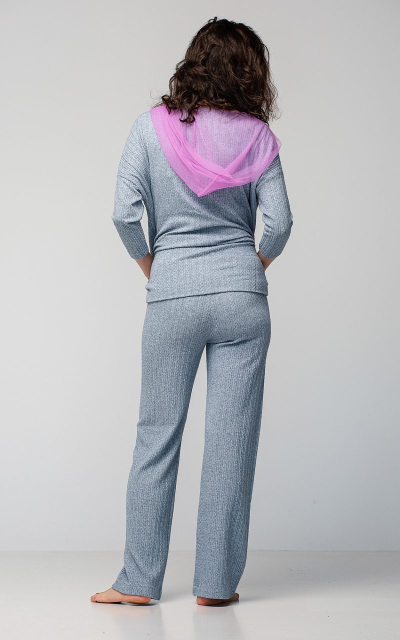 Bluza si pantalon din jerseu cu glugă din tull