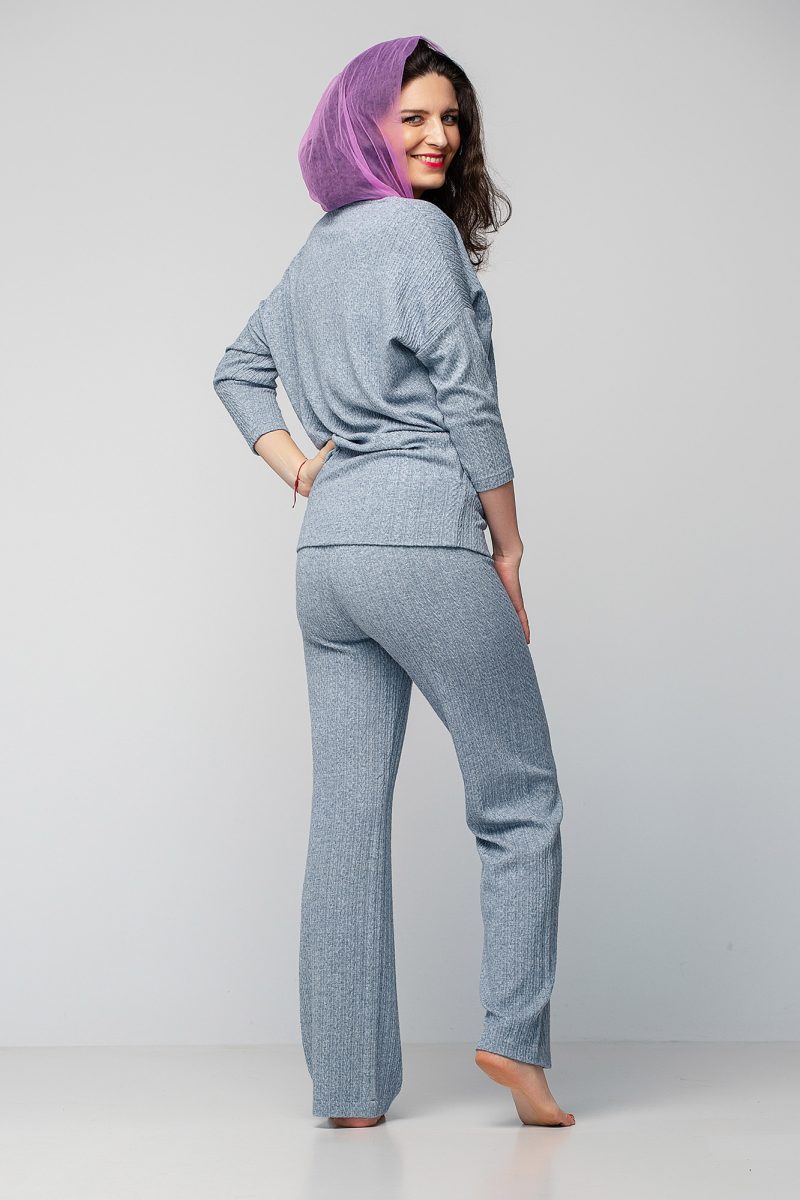 Bluza si pantalon din jerseu cu glugă din tull