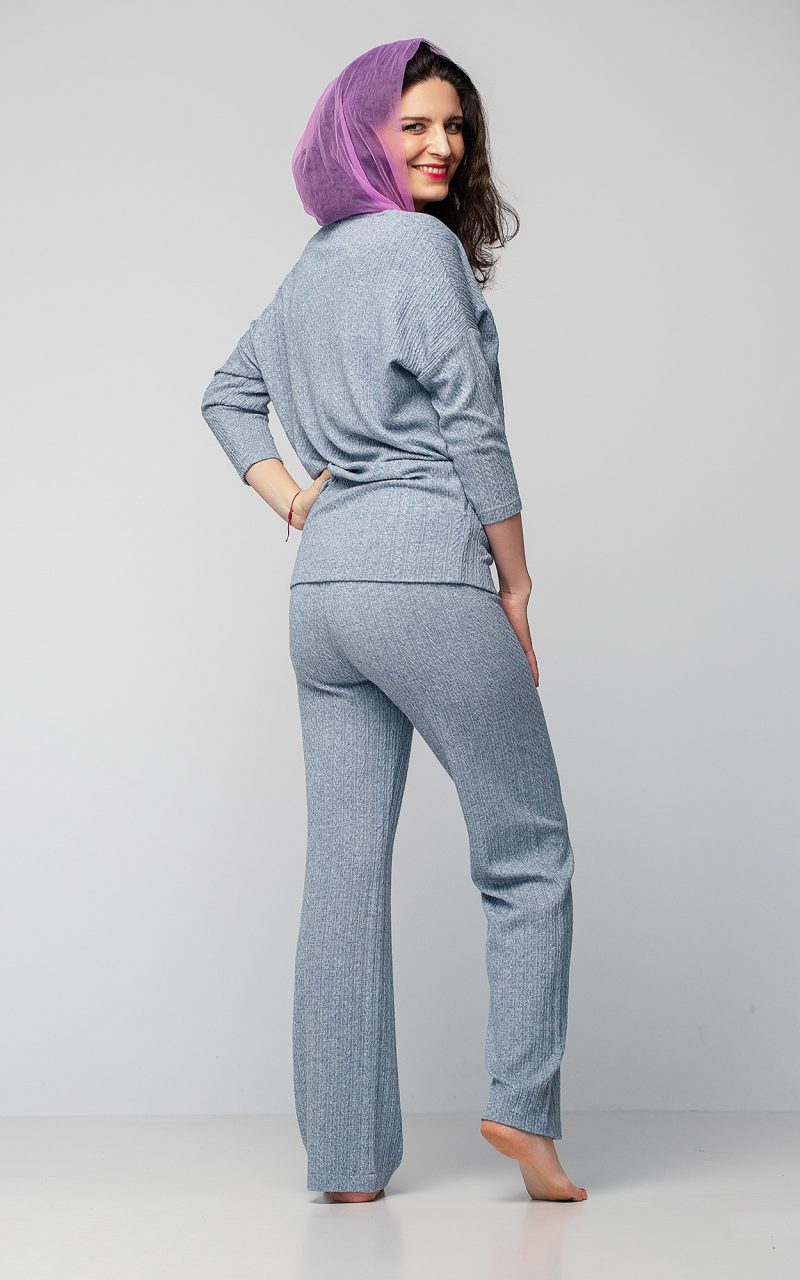 Bluza si pantalon din jerseu cu glugă din tull
